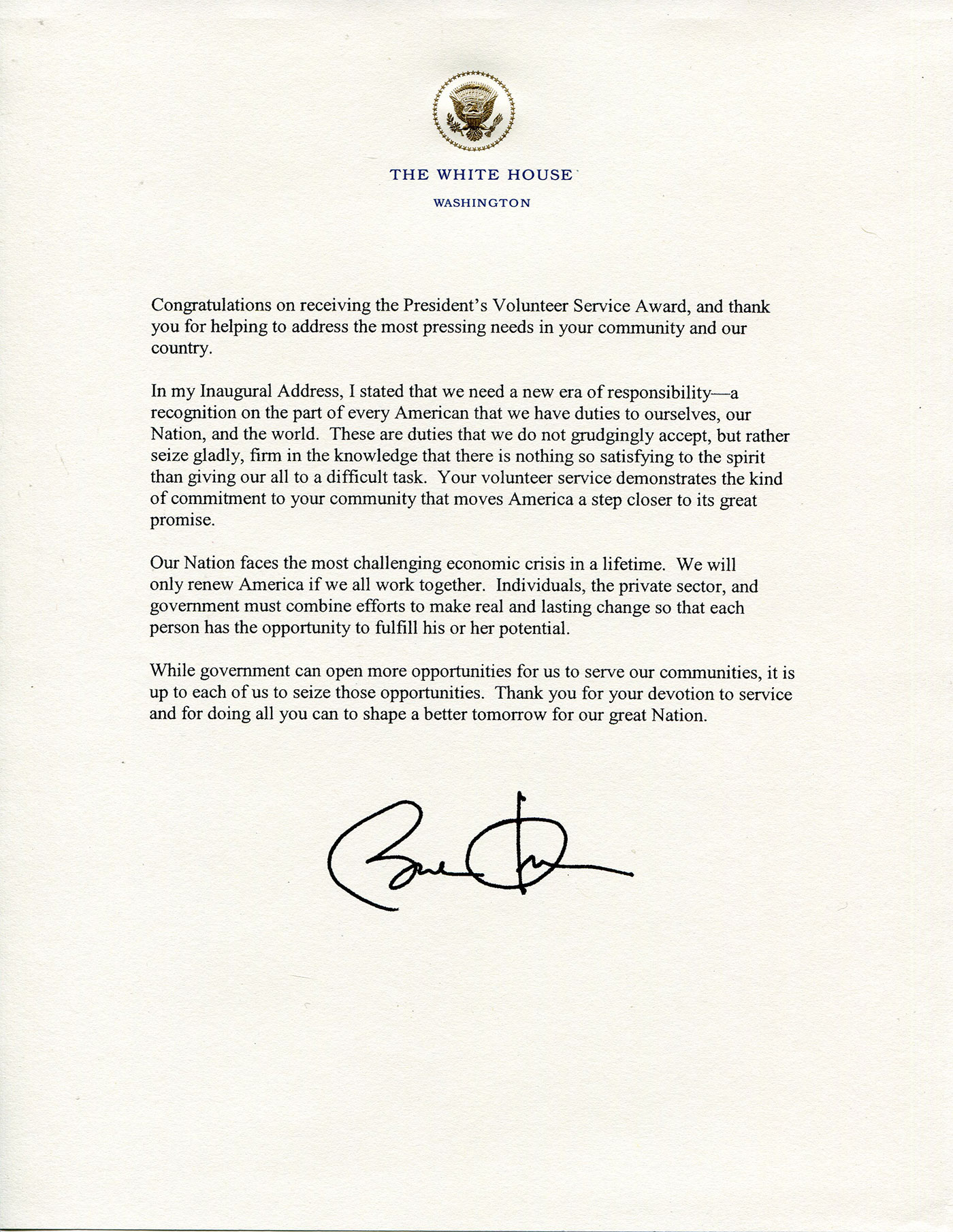 President's Volunteer Service Award at the White House