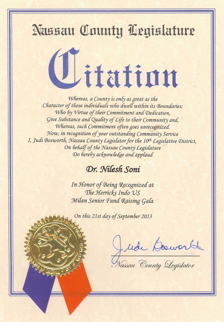 Nassau County Legislature recognition