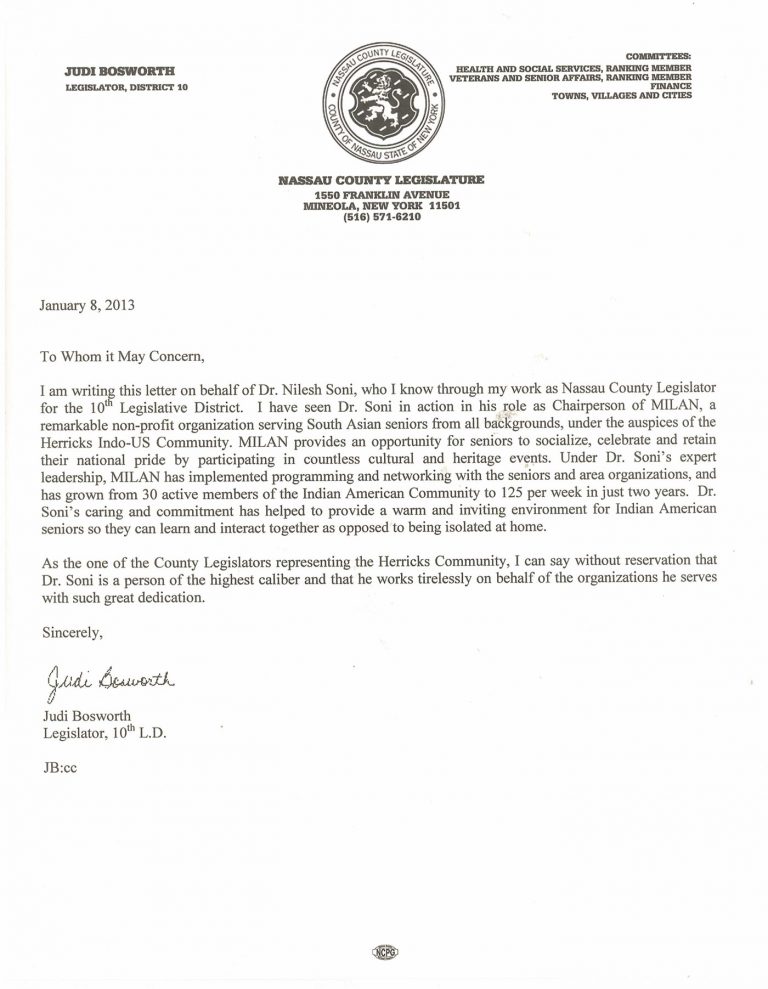 Nassau County Legislature recognition