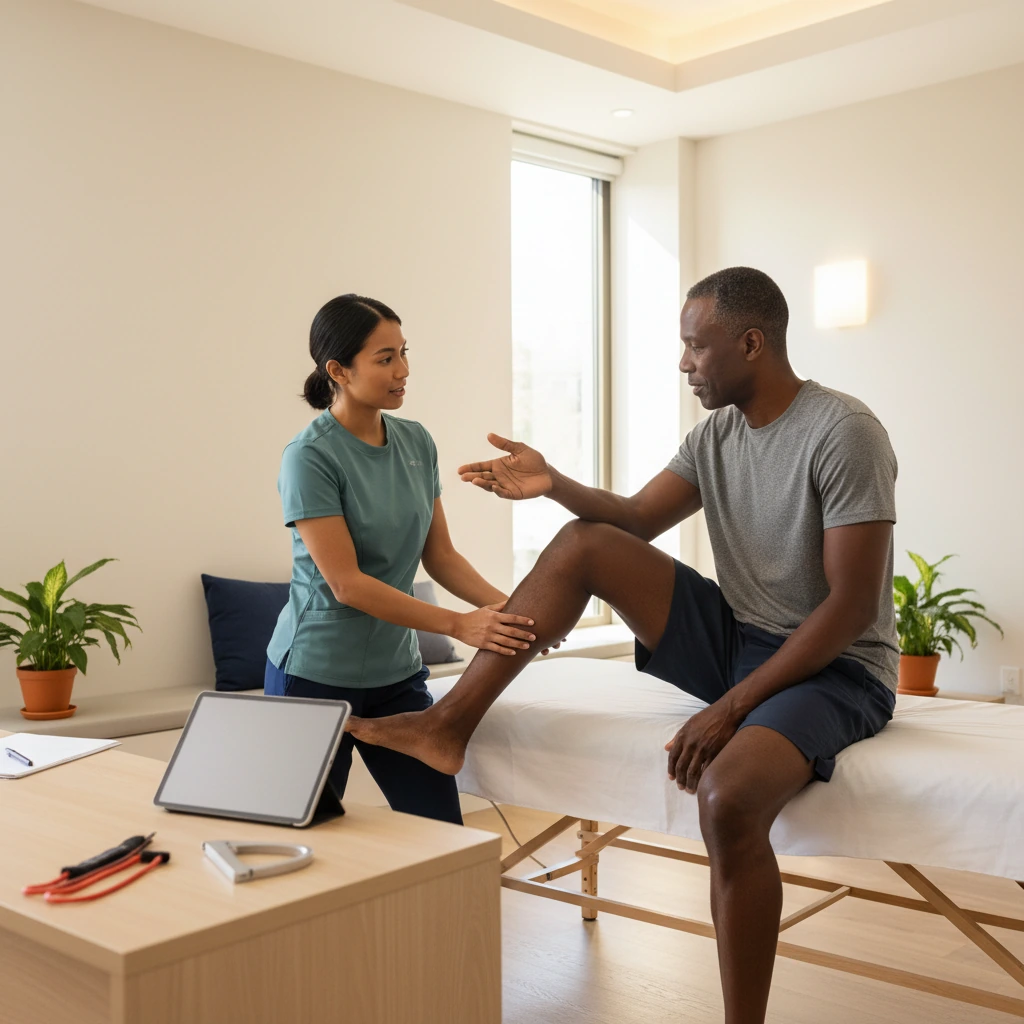 Dynamic Physical Therapy clinician performing hands-on arthritis joint treatment in Queens