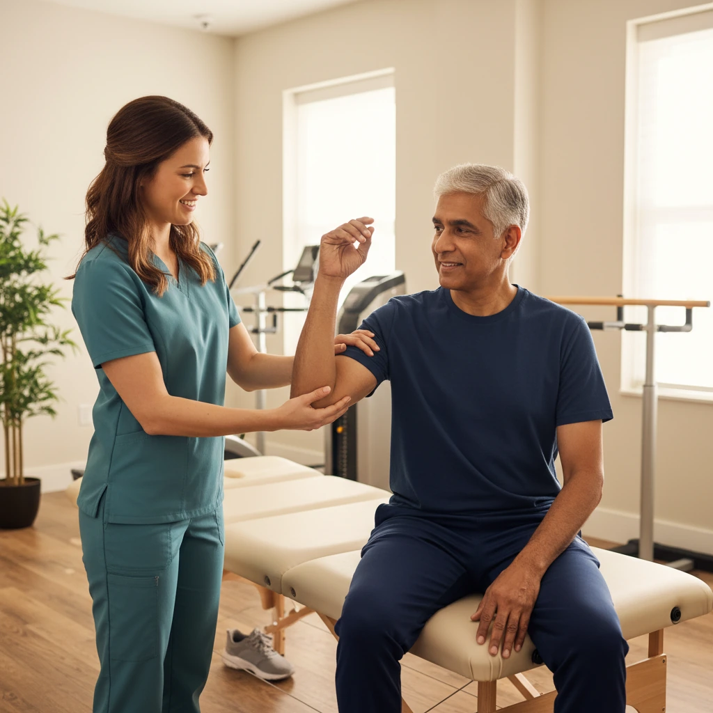 Patient receiving arthritis joint treatment at Dynamic Physical Therapy in Queens and Long Island