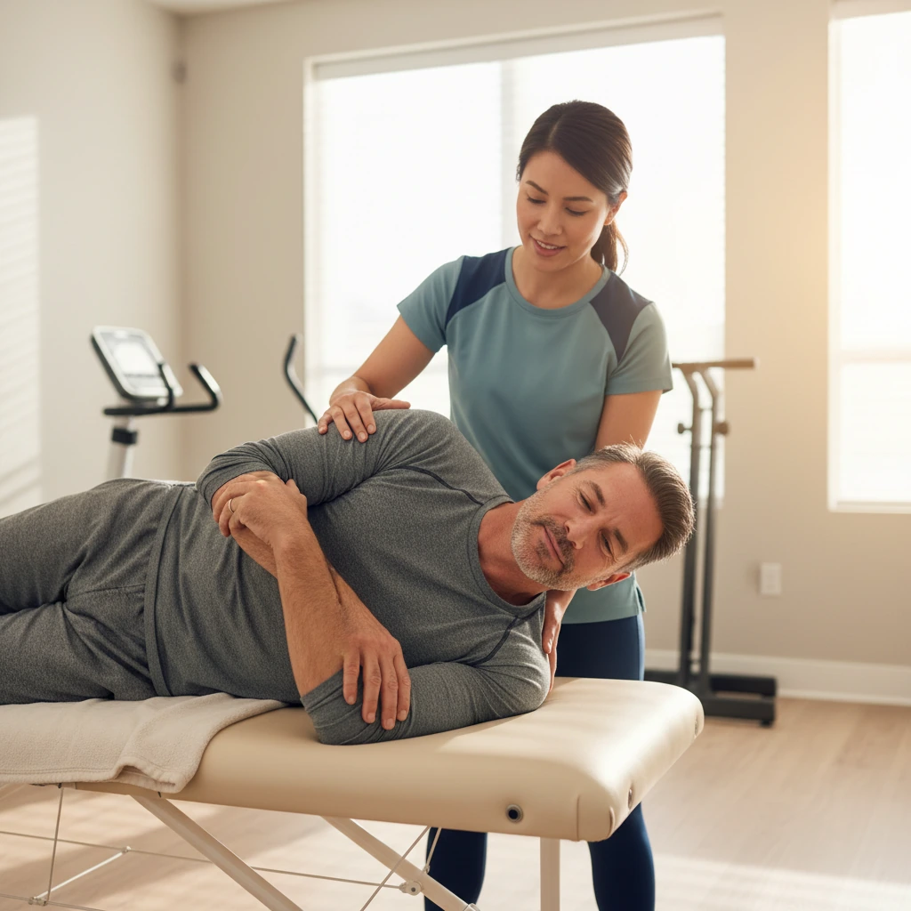 Physical therapist providing compassionate fibromyalgia treatment at Dynamic Physical Therapy in Queens