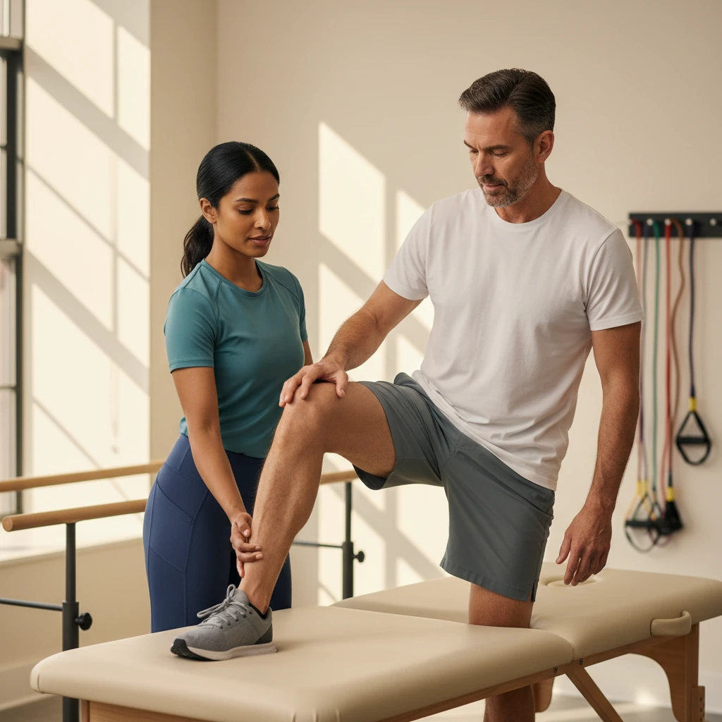 Physical therapist guiding a patient through post-surgical rehabilitation at Dynamic Physical Therapy in Queens