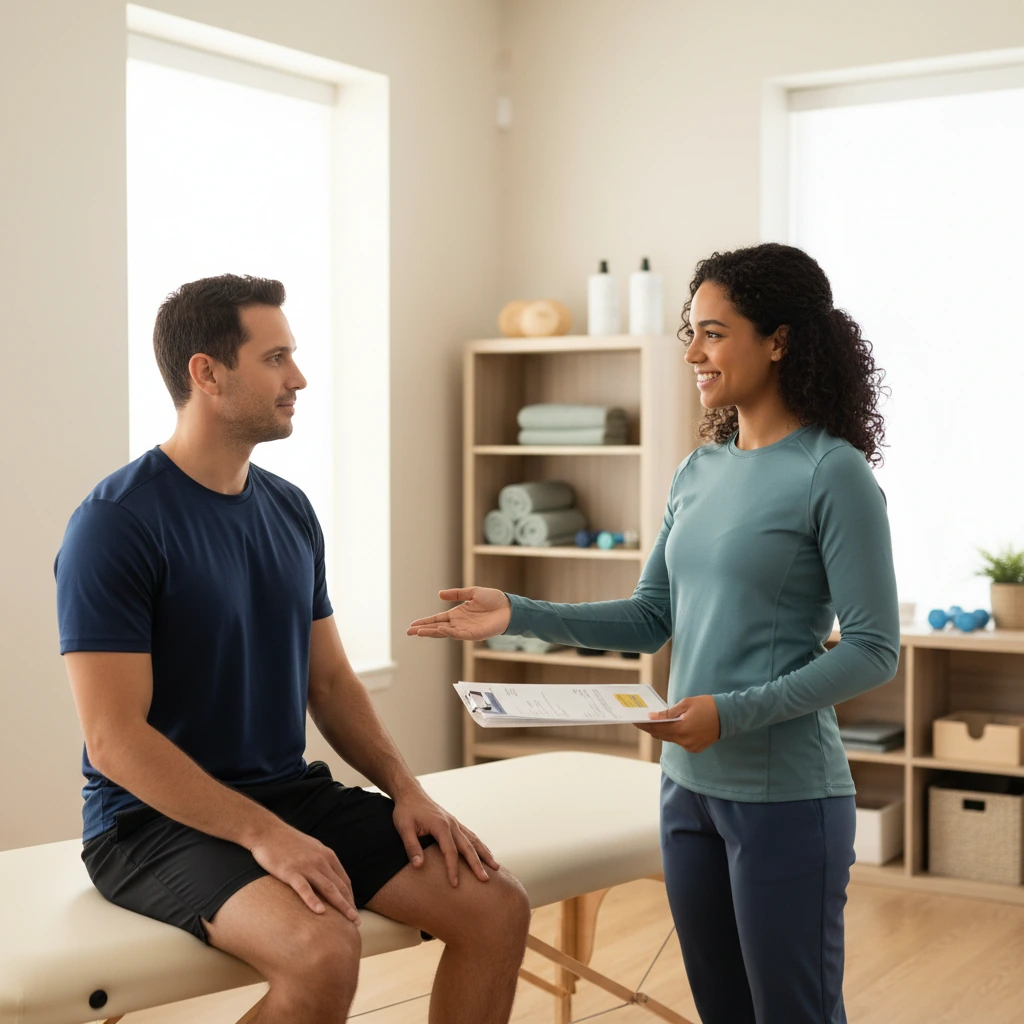 Patient arriving at Dynamic Physical Therapy for a free assessment appointment