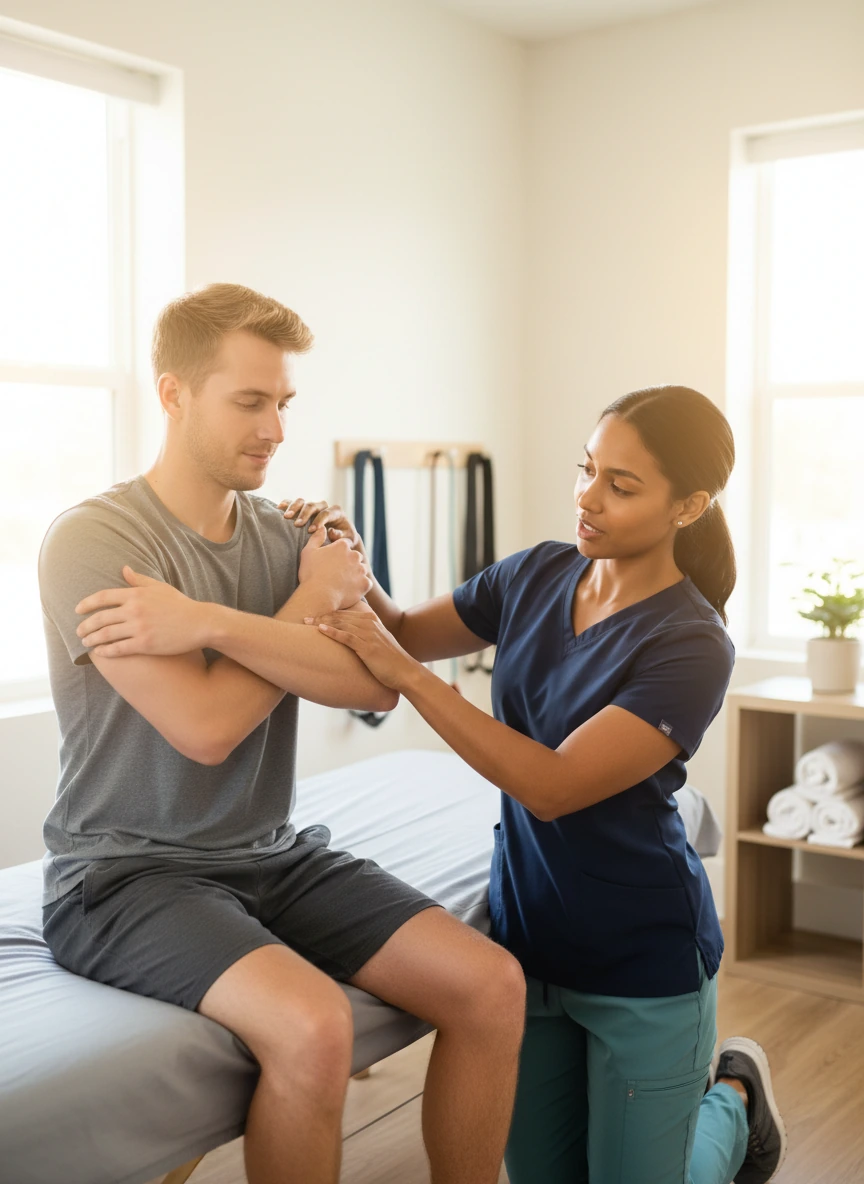 Dynamic Physical Therapy clinician performing joint mobilization treatment in Queens Long Island