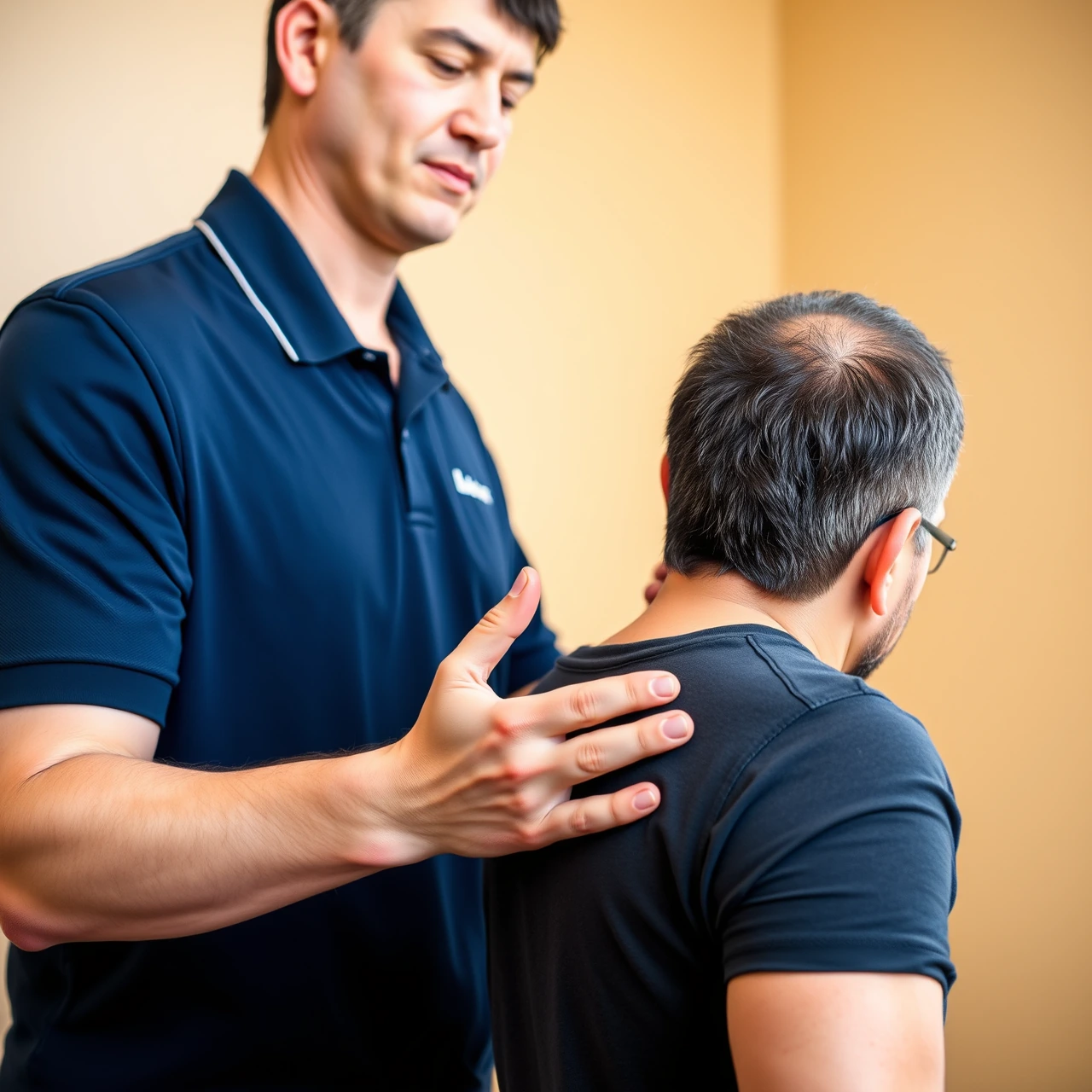 Physical therapist performing hands-on manual therapy on a patient