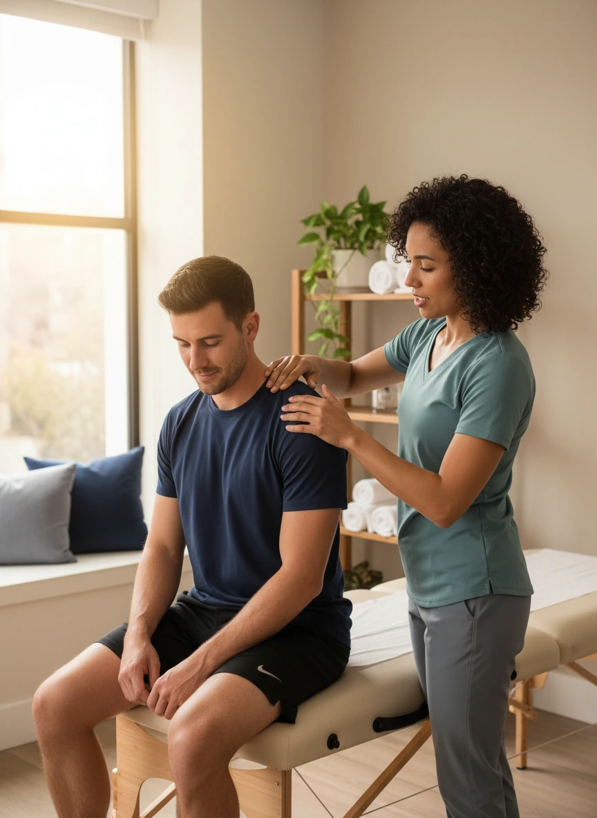 Dynamic Physical Therapy clinician performing myofascial release treatment in Queens Long Island