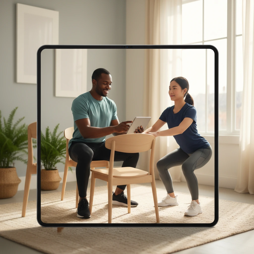 Dynamic Physical Therapy telehealth session in progress on a laptop screen