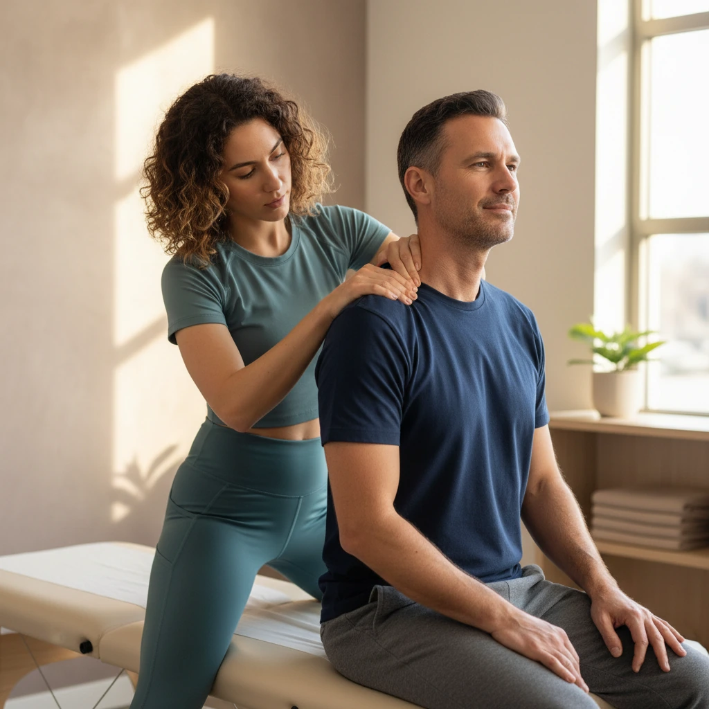 Physical therapist performing trigger point therapy at Dynamic Physical Therapy in Queens