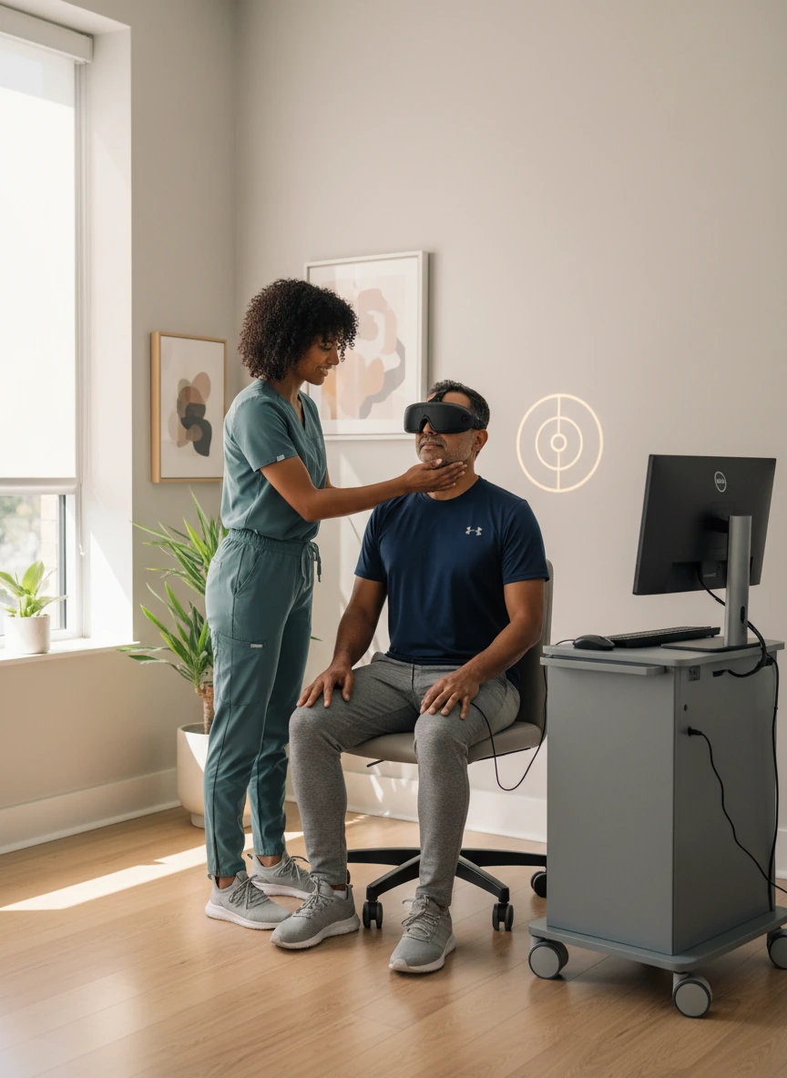 VNG vestibular testing session Dynamic Physical Therapy Queens Long Island